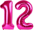 Hot Pink Number 12 Balloon 40 inch, Number 12 Birthday Balloon by Upgesy