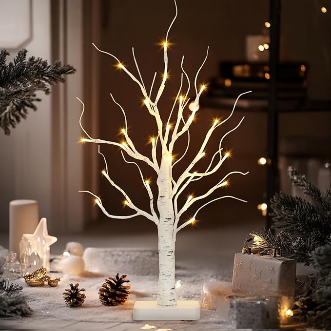 Vanthylit Lighted Birch Tree Battery Powered Tabletop Tree Decorations - Image 7