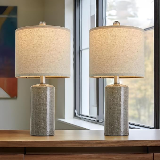 20.25/inch Modern Ceramic Table lamp Set of 2 Small Farmhouse Bedside lamp Dark - Image 6
