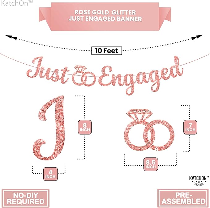 KatchOn Glitter Rose Gold Engagement Banner - Image 4