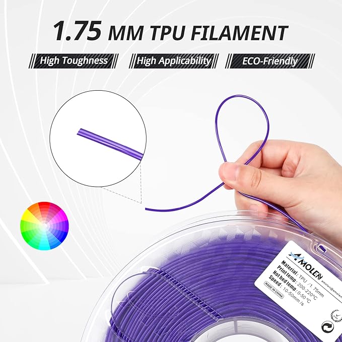 AMOLEN TPU 3D Printer Filament 1.75mm, Flexible Soft TPU 3D Printing Filament - Image 3