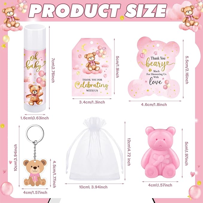 288 Baby Shower Favors Baby Shower Gifts Bulk Lip Balms Soaps Keychains Organza - Image 2
