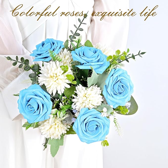 BLEUM CADE 16Pcs Artificial Flowers Fake Roses - Image 7