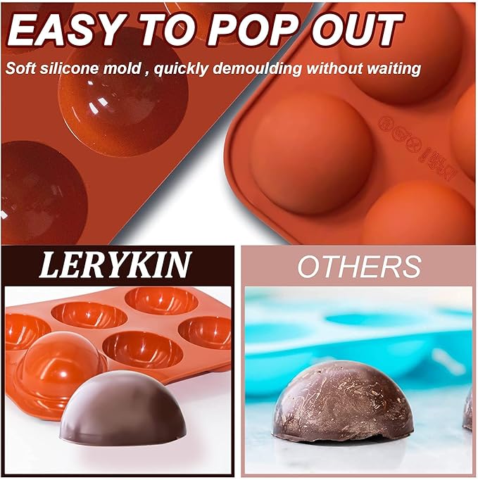 6 Holes Medium Semi Sphere Silicone Molds, 3 Packs Half Sphere Silicone Baking - Image 4