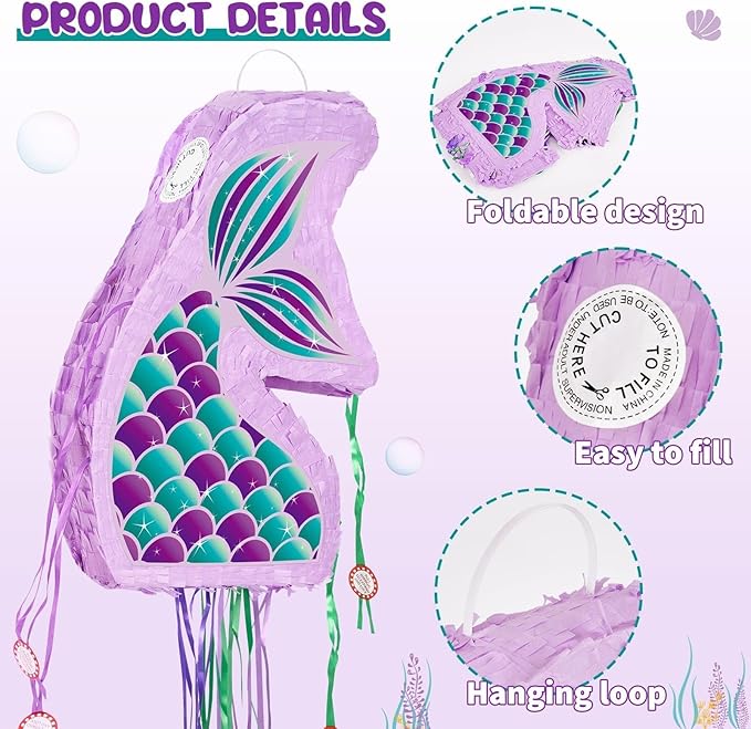 WERNNSAI Foldable Mermaid Piñata - Image 6
