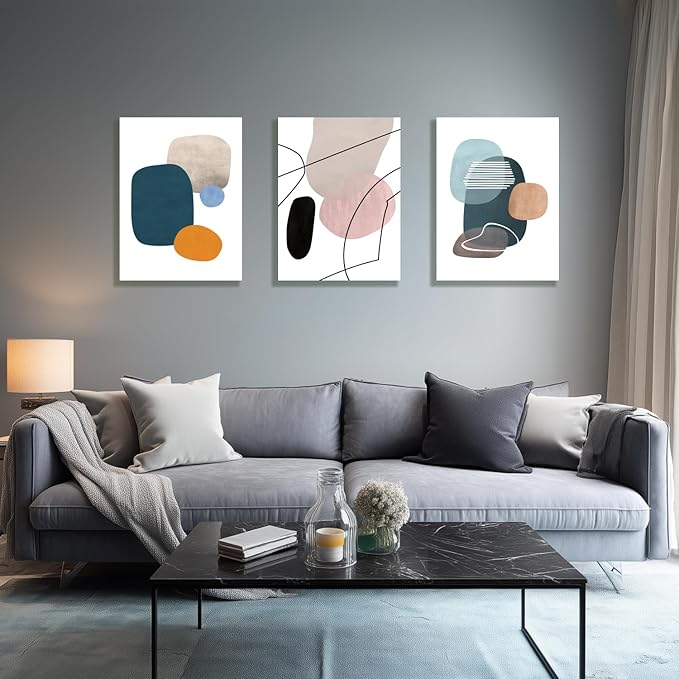 IAFWZX Framed Abstract Geometric Wall Art, Modern Minimalist Canvas Painting - Image 2
