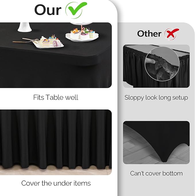 Wish Care 2 Pack Black Spandex Table Cloths - Image 3