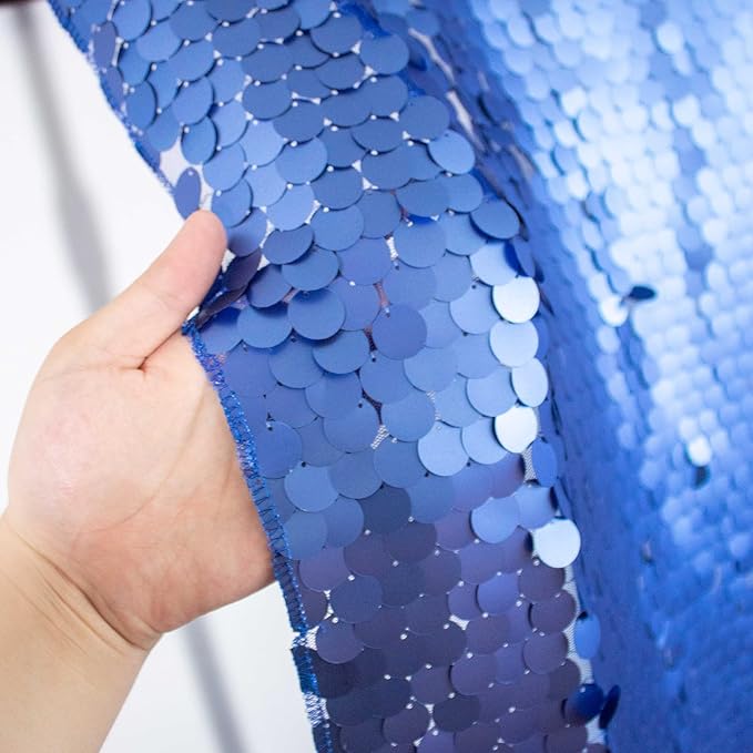 JYFLZQ Blue Payette Sequin Backdrop Curtains 4ft x 8ft 2 Panels Shimmer Wall - Image 3