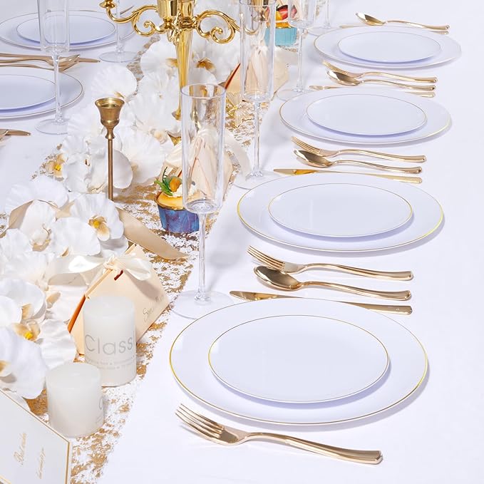 KIRE 200PCS Gold Plastic Plates - Image 7