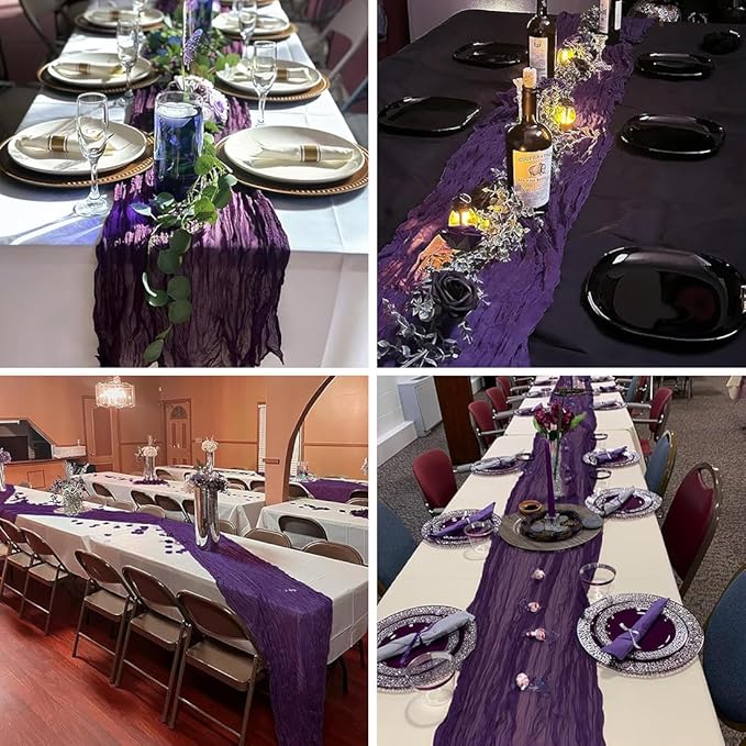 Purple Cheesecloth Table Runner -21*120Inch Long Boho Wedding Table Decor - Image 6