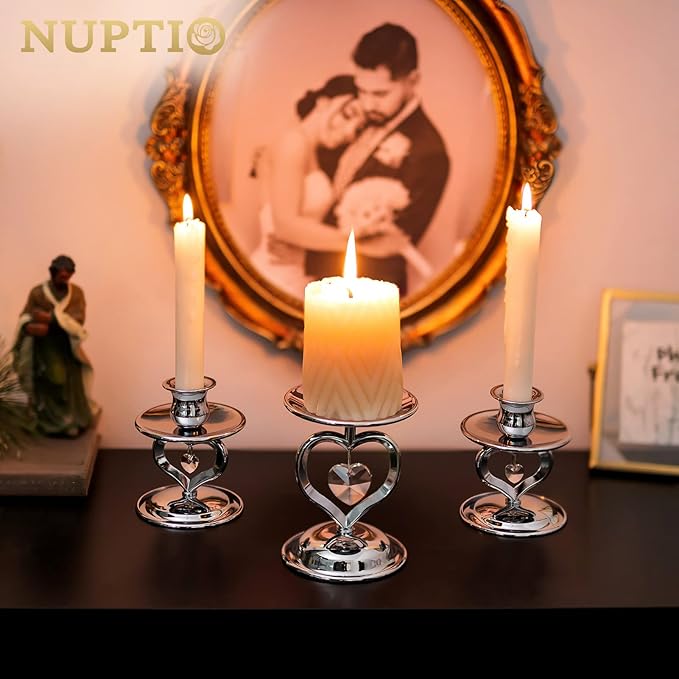 Nuptio Unity Candle Holder Silver Candlestick Holder - Image 3
