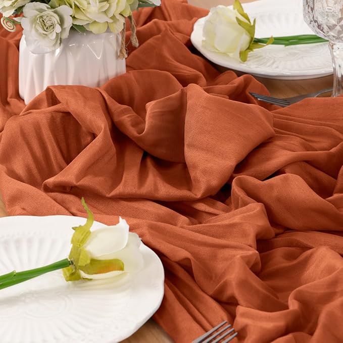 Terracotta Table Runner Cheesecloth Table Runner 10FT Farmhouse Table Runners - Image 4