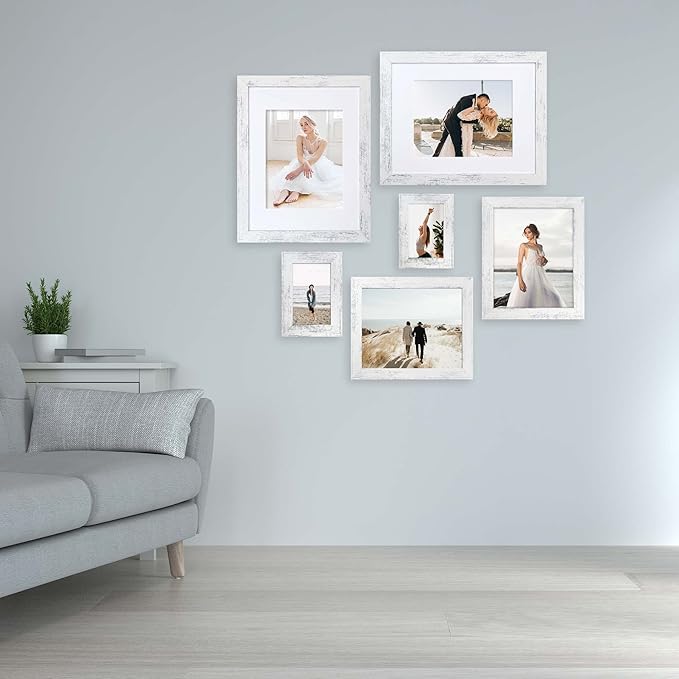 8.5x11 Picture Frame Set of 4, Distressed White Certificate Frame - Image 2