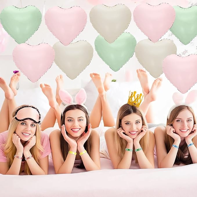 Pink Green White Heart Balloons - Image 6