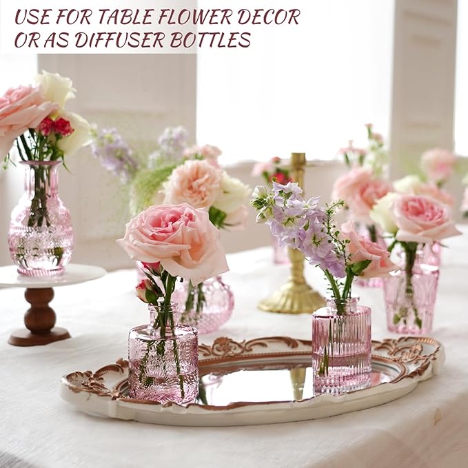 Pink Glass Bud Vase Set of 22, Small Vases - Image 6