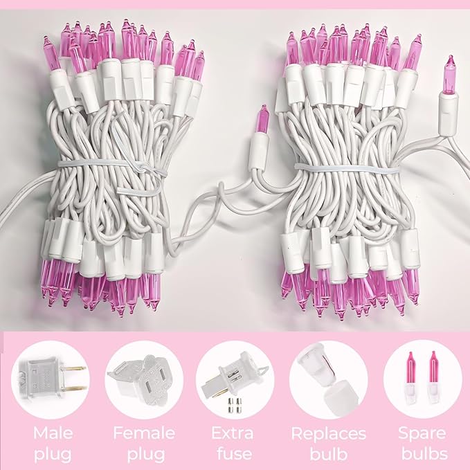 100 Count Pink Lights for Valentine's Day Decorations 20ft Mini Christmas - Image 4