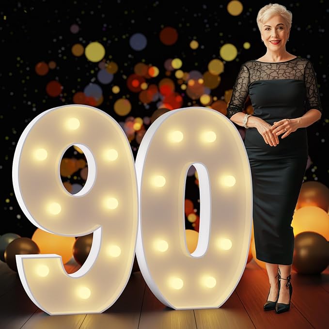 Marquee Numbers 3 Feet Tall Large Light Up Numbers 90th Birthday Decorations by Letsmakeitimpressive
