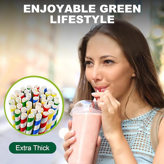 10.25 Inch Extra Long Fat Sturdy Paper Drinking Straws - Image 6