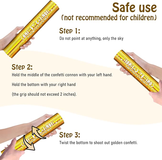 5 Pack Confetti Poppers gold– 12 Inch Confetti Blaster - Image 4