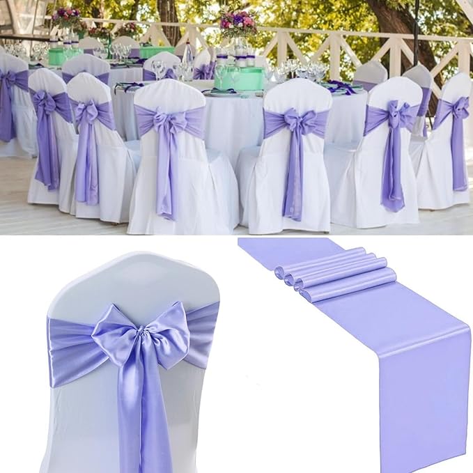 100 PCS Satin Chair Sashes Decorative Bow Chair Sashes Ties Back Ribbon Bows by SATULGAU