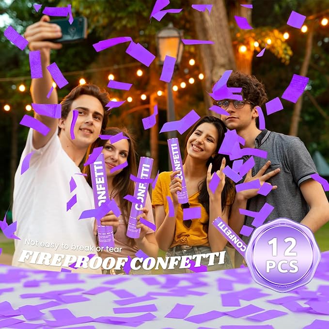 Confetti Cannon 12Pack Purple Biodegradable Cannon Poopers 12Inch Purple Party - Image 5