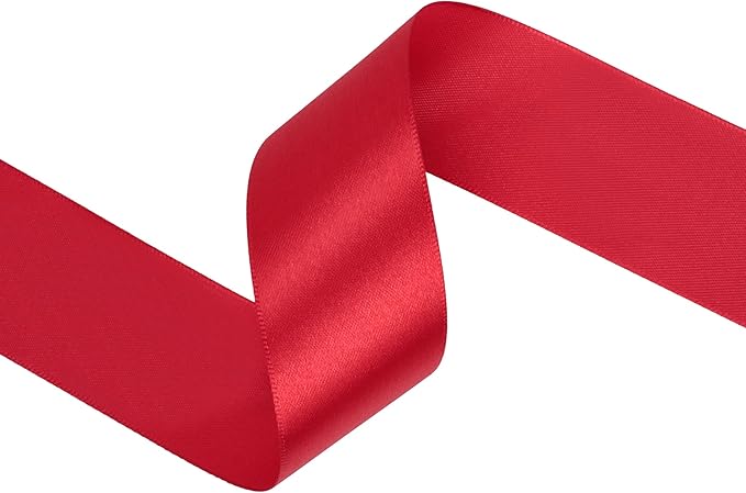 Red Satin Ribbon 1-1/2 inch X Continuous 100 Yards, Single Face Polyester - Image 2