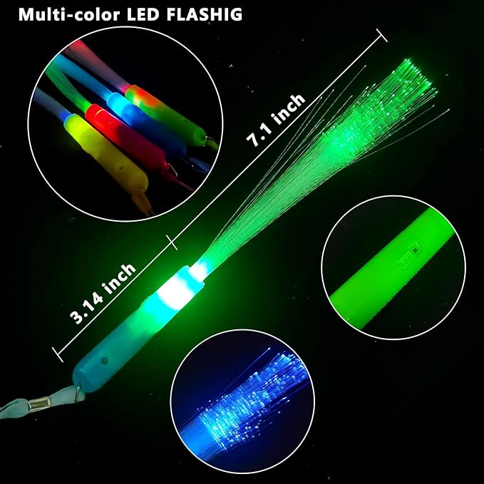 OceanWings Glow Fiber Optic Wands, Halloween Glow Sticks Bulk Party Pack - Image 2