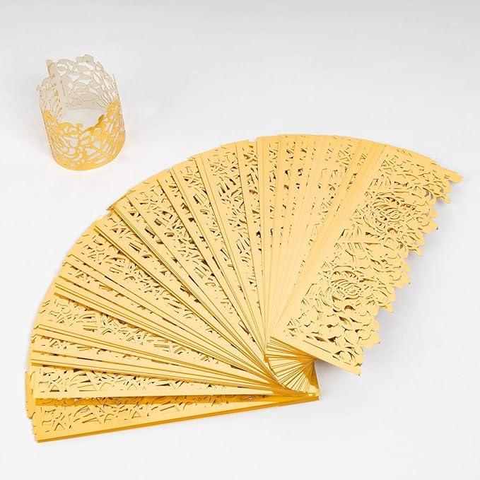 150PCS Rose Flower Paper Napkin Rings, Simple Napkin Holders Dinner Tables - Image 6