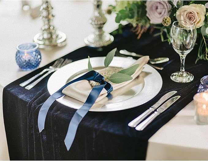 Luxurious Velvet Table Runner, 10ft Wedding Reception Decorations, 20x120inch - Image 2