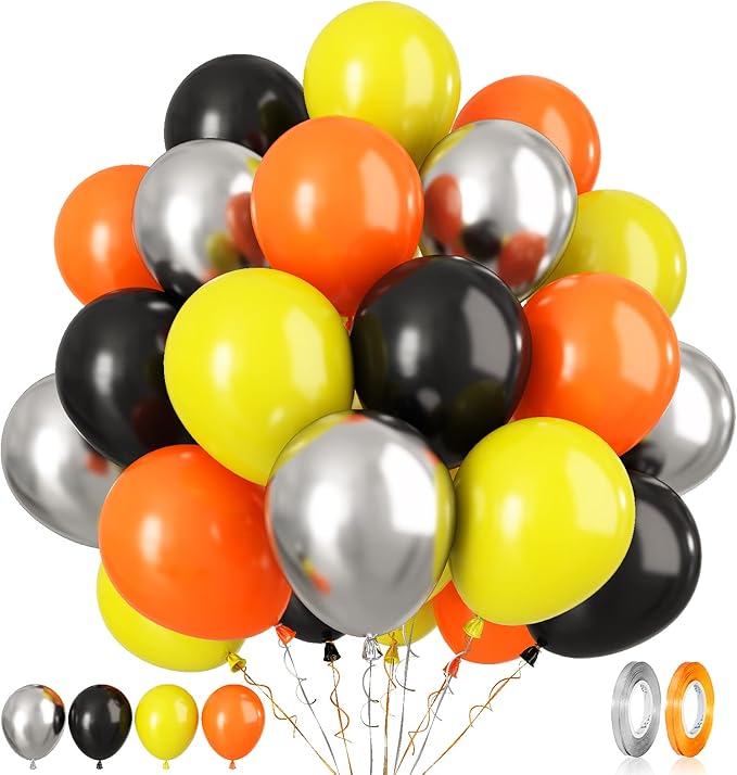 Paready Black Orange Yellow Balloons, Car Theme Party Balloon by Paready