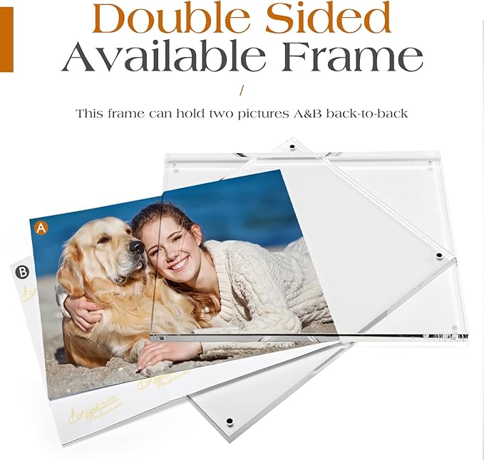 TWING 6 Pack 8 x 10 Acrylic Picture Frames, Magnetic Lucite Clear Picture Frame - Image 3