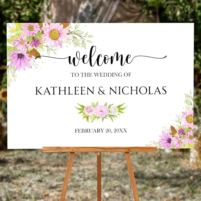 Blush Pink Floral Wedding Welcome Sign Template, Editable Printable Soft Pink - Image 5