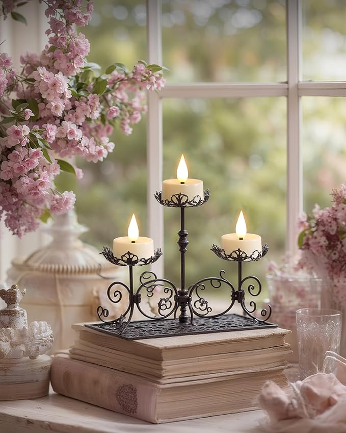 Amagic Flameless Timer Remote Tealights Candles, 3D Black Wick Flickering Tea - Image 2