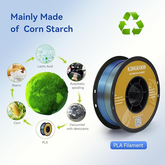 Kingroon 16KG PLA Filament Bundle+Triple Color Silk PLA Filament Bulk 3D - Image 3