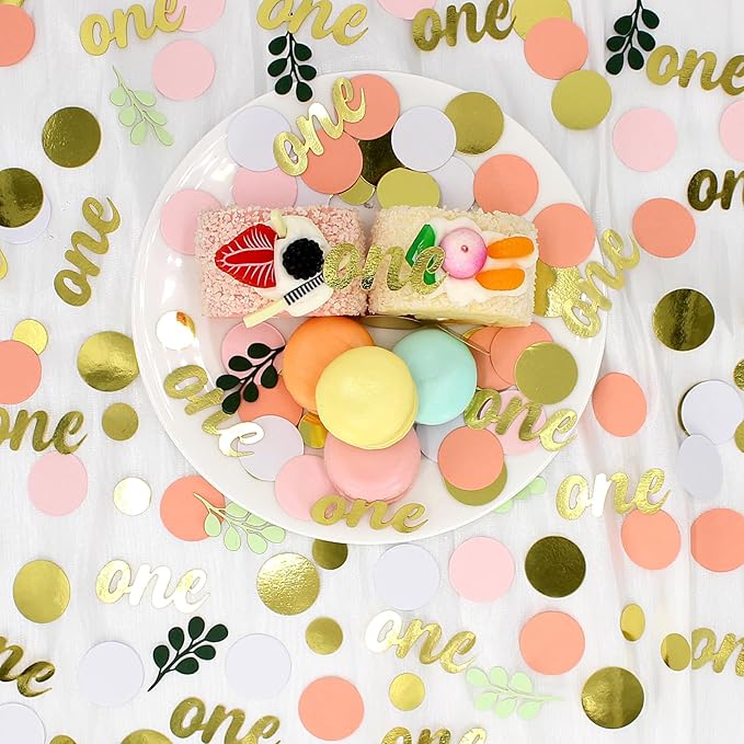 300PC Pink and Sage Green 1st Birthday Confetti First Birthday Decorations - Image 4