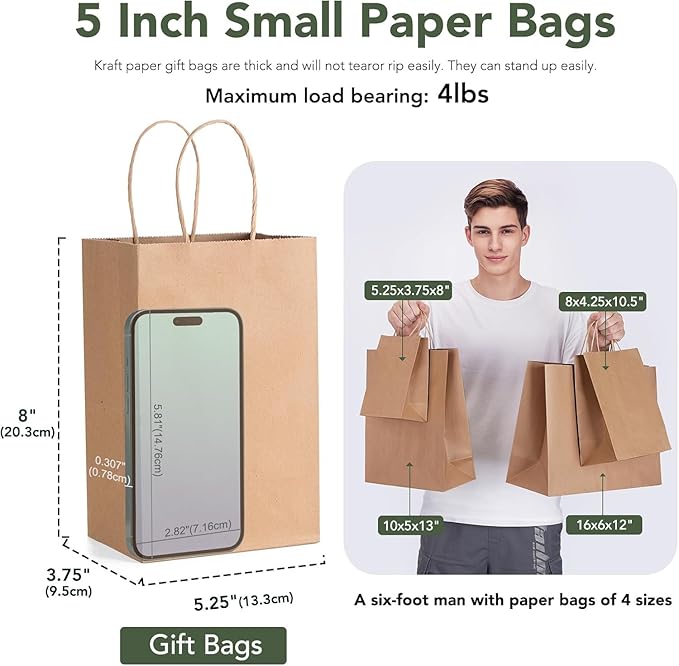 GSSUSA Paper Gift Bags 5.25x3.75x8 Inch 20000 Pack, Valentine's Day Gift Wrap - Image 2