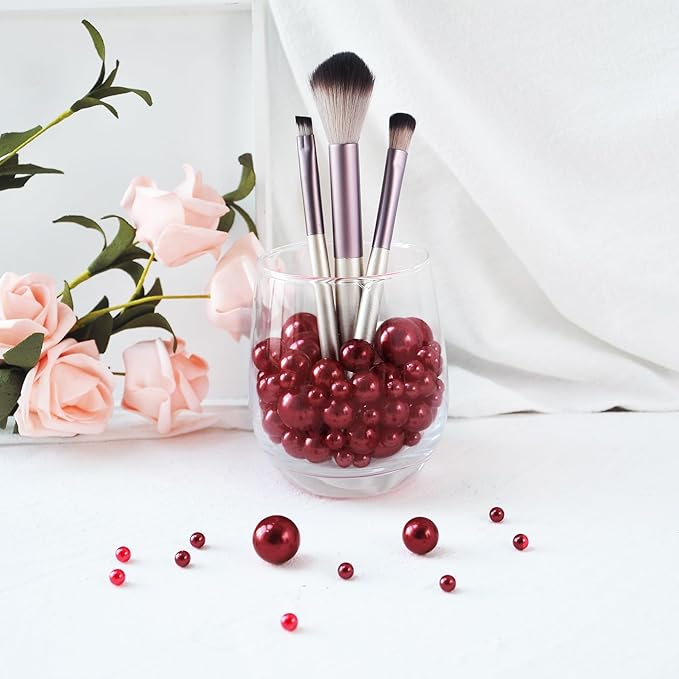 520Pcs WineRed Beads for Centerpieces Decor, Artifical Pearls Vase Filler - Image 4