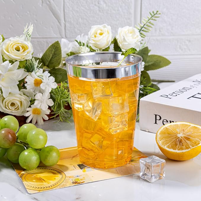 I00000 200 Pack 12 oz Silver Plastic Cups, Plastic Party Wine Glasses Cocktail - Image 9