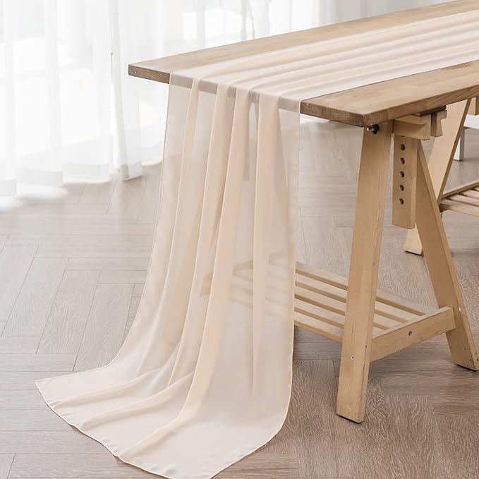 12Pack 9ft Chiffon Table Runner 14x108 Inch Sheer Romantic Table Runner by flohar