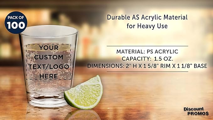 Custom Translucent Plastic Shot Glasses 1.5 oz. Set of 100, Personalized Bulk - Image 4