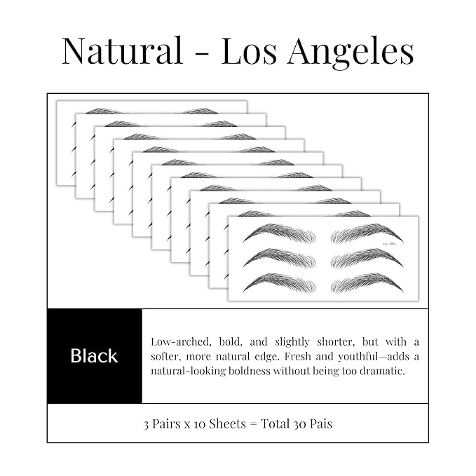 Bliss and Beyond USA Eyebrow Tattoo Stickers Waterproof – 30-Pair Deluxe Box | - Image 2