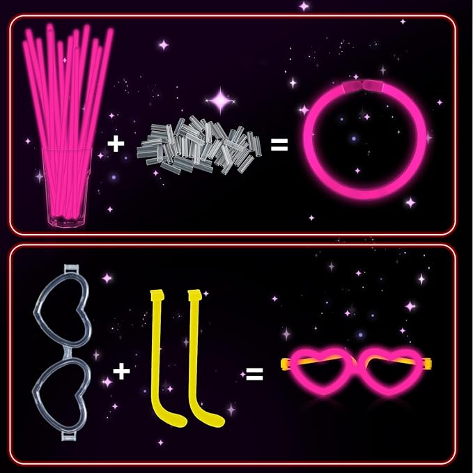 60 Pack 8” Pink Glow Sticks Bulk Bright Glow Sticks - Image 3
