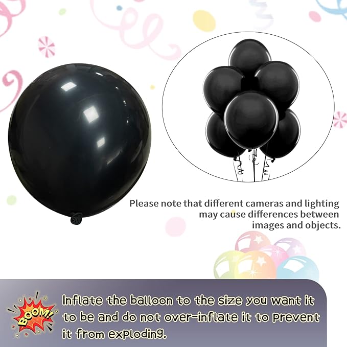 KAWKALSH Black Balloon Arch Kit 111Pcs 18 12 5 Inch Latex Party Balloons Garland - Image 3