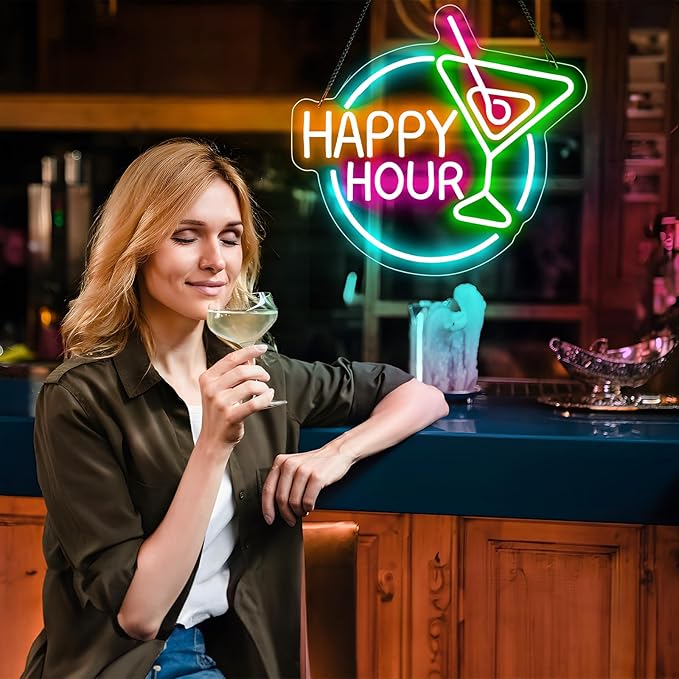 Happy Hour Neon Sign Dimmable Led Happy Hour Neon Bar Signs - Image 7