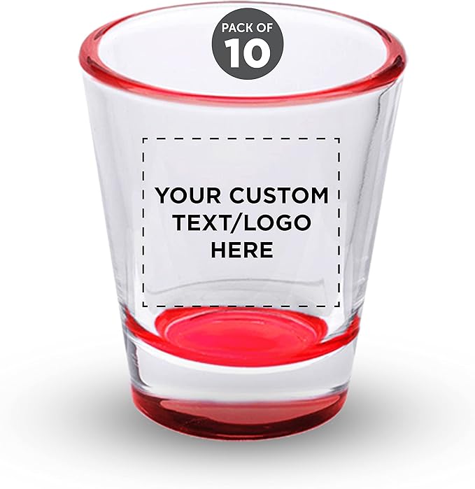 Custom Shot Glasses 1.75 oz. Set of 10, Personalized Bulk Pack by DISCOUNTPROMOS