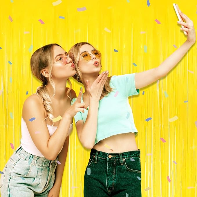 6 Pack Yellow Foil Fringe Curtain Backdrop, 3.28Ft x 8.2Ft Metallic Tinsel Foil - Image 6