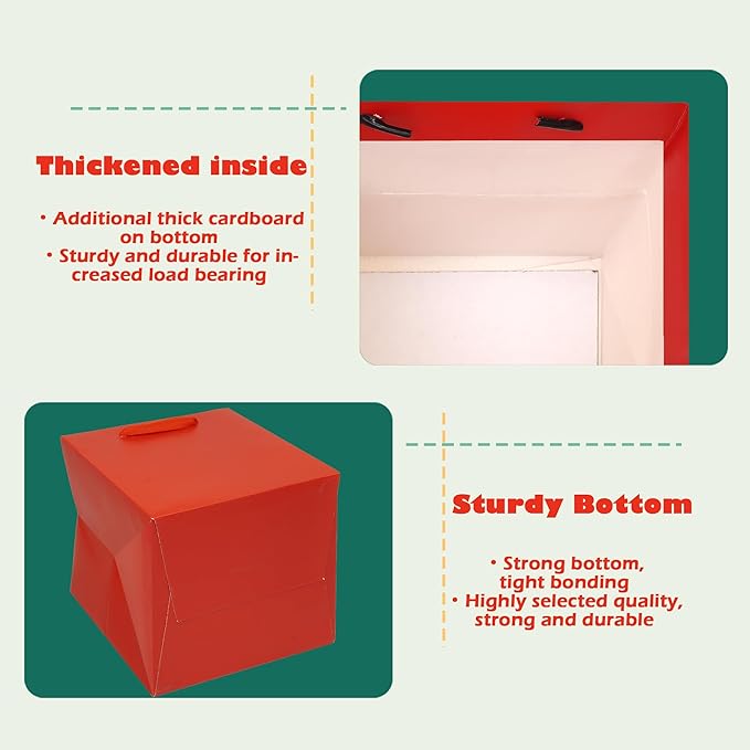 ADIDO EVA Red Square Gift Bags Small Size Square Bottom Paper Bags - Image 4