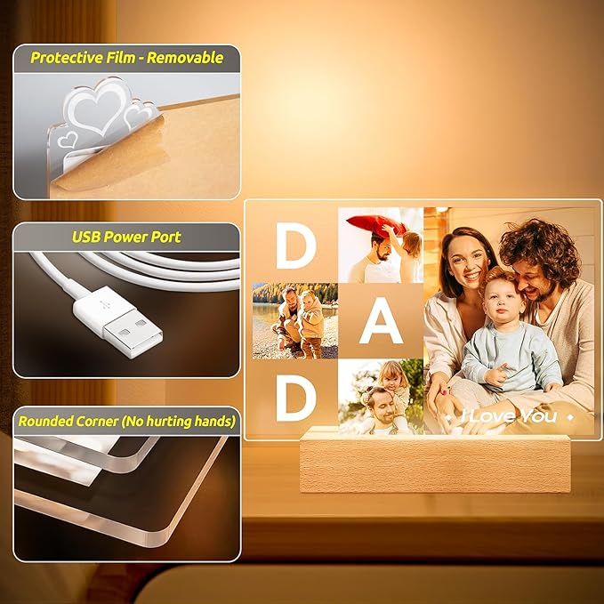 Personalized DAD Picture Frames, Customized Photo Frame - Image 3