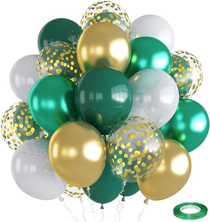Balloons Green Gold White by Togvu