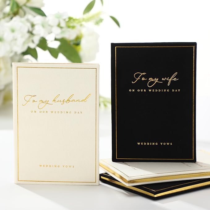 2 Pcs Wedding Vow Books His and Her to Husband Wife Wedding Must Have Registry by Engrowtic